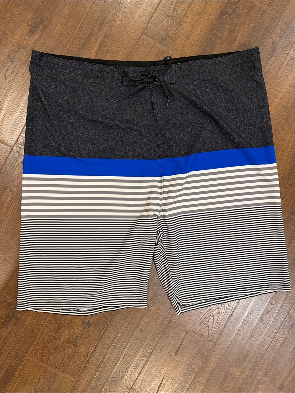 Old Navy Black, Blue & White Striped Men’s Swim Board Shorts
